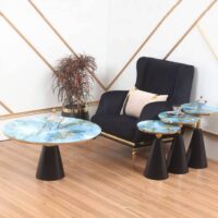 میز جلو مبلی مدل کوردلین مشکی طلایی