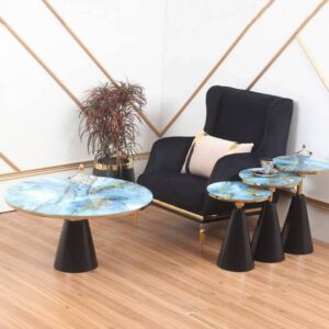 میز جلو مبلی مدل کوردلین مشکی طلایی